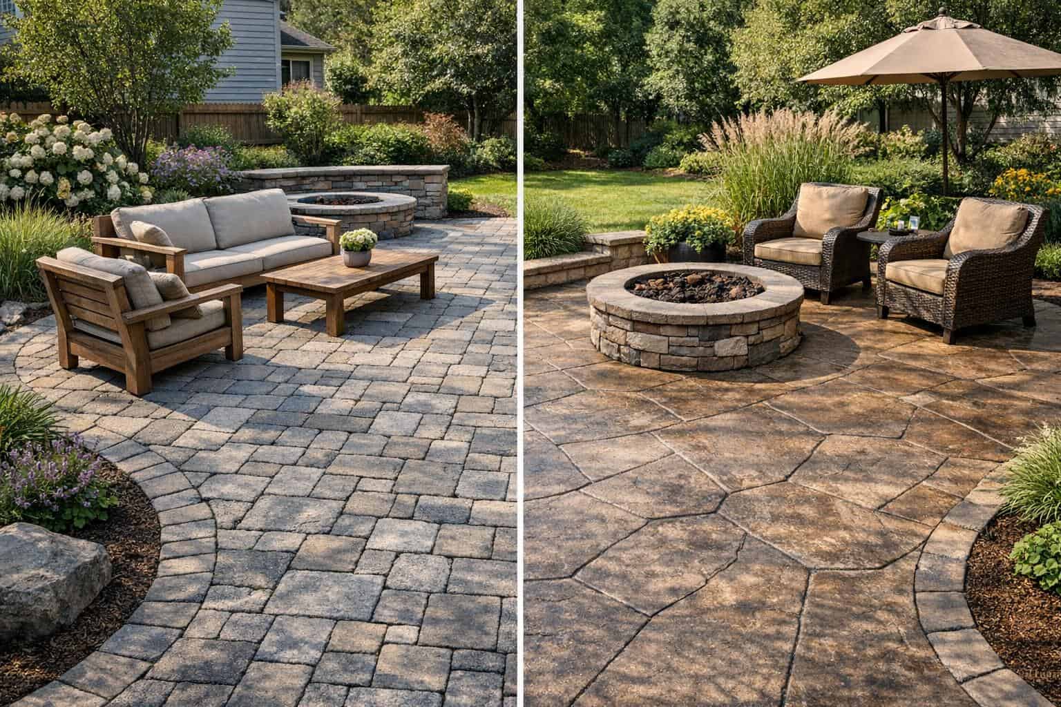 Paver Patio vs Stamped Concrete Patio Guide for Homeowners